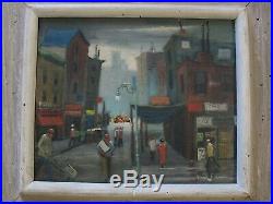 Vintage Elmer Schwab Painting Mod Ashcan Wpa Style Listed American Street Urban