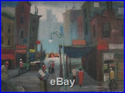 Vintage Elmer Schwab Painting Mod Ashcan Wpa Style Listed American Street Urban