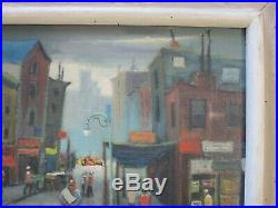 Vintage Elmer Schwab Painting Mod Ashcan Wpa Style Listed American Street Urban