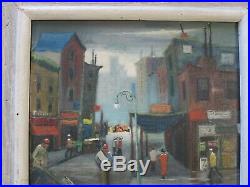 Vintage Elmer Schwab Painting Mod Ashcan Wpa Style Listed American Street Urban