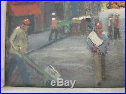 Vintage Elmer Schwab Painting Mod Ashcan Wpa Style Listed American Street Urban