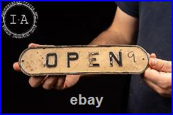 Vintage Embossed Painted Tin Open Sign