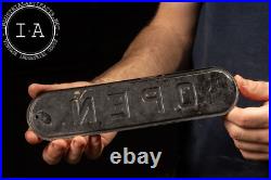 Vintage Embossed Painted Tin Open Sign