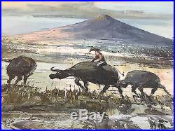 Vintage Enrico Zablan Signed 64' Mt Mayon Volcano Filipino Oil Painting 35x25