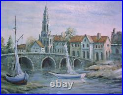 Vintage European Impressionist Landscape Signed Oil Painting