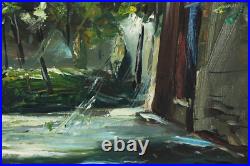 Vintage European Old Town Street Scene Oil Painting On Board Signed Illegible