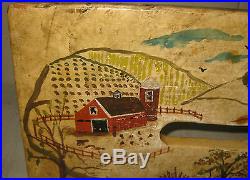 Vintage Eveline Roberge Listed Newport Rhode Island View Folk Art Painting Stool