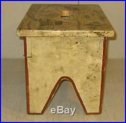 Vintage Eveline Roberge Listed Newport Rhode Island View Folk Art Painting Stool