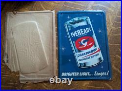 Vintage Eveready painted metal sign 10 x 14 NOS