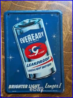 Vintage Eveready painted metal sign 10 x 14 NOS