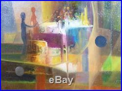 Vintage FIGURAL ABSTRACT MODERNIST OIL PAINTING MID CENTURY MODERN Signed 1970s