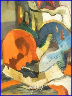 Vintage FIGURAL EXPRESSIONIST OIL PAINTING MID CENTURY Signed WPA Era Martin 48