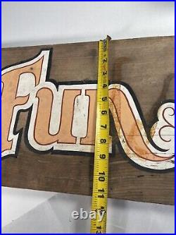 Vintage FUN Pointing Hand Wood Sign Double Side Painted Carnival
