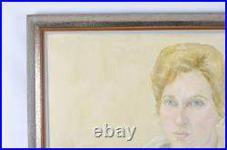 Vintage Female Portrait Woman With Fan Oil Painting Signed R. Madwed 77
