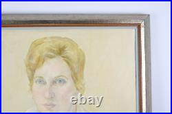 Vintage Female Portrait Woman With Fan Oil Painting Signed R. Madwed 77