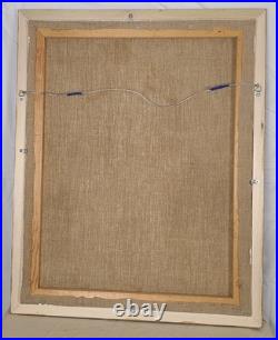 Vintage Figurative Oil Painting Sexy Pin-Up Style Woman 22×28 Signed MCM