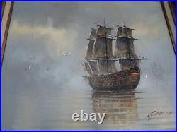 Vintage Fine Maritime by GARCIA Signed Oil Painting SAILING SHIP AT SEA