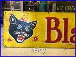 Vintage Fireworks Painted Wooden Advertising Sign Black Cat Shipping Available