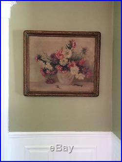 Vintage Floral Painting ASTERS, Famous Indiana Artist Signed LEOTA W LOOP, C1940