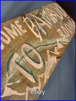 Vintage Folk Art Painted Smaltz Wooden BAMBOO ROOM Tiki Bar Advertising Sign