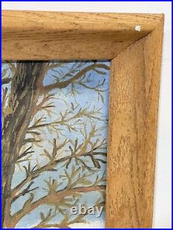 Vintage Folk Art Primitive Painting On Board Signed Framed