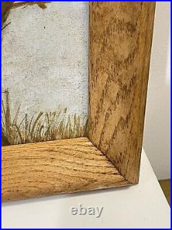 Vintage Folk Art Primitive Painting On Board Signed Framed