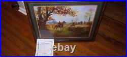 Vintage Fox Hunt painting signed by Leslie C. Humphries