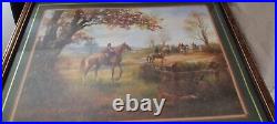 Vintage Fox Hunt painting signed by Leslie C. Humphries