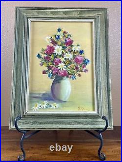 Vintage Framed Floral Oil Painting Signed S. Davis