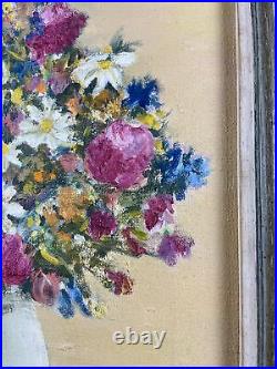 Vintage Framed Floral Oil Painting Signed S. Davis