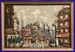 Vintage Framed Large Signed Original Impressionist Cityscape Oil Painting