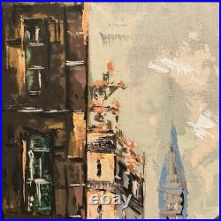 Vintage Framed Large Signed Original Impressionist Cityscape Oil Painting