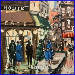 Vintage Framed Large Signed Original Impressionist Cityscape Oil Painting