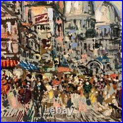 Vintage Framed Large Signed Original Impressionist Cityscape Oil Painting