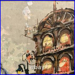 Vintage Framed Large Signed Original Impressionist Cityscape Oil Painting