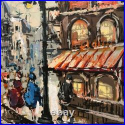 Vintage Framed Large Signed Original Impressionist Cityscape Oil Painting