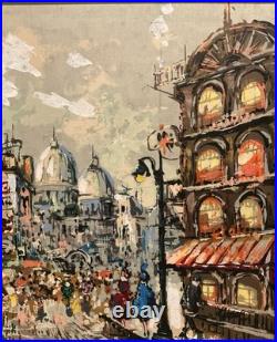 Vintage Framed Large Signed Original Impressionist Cityscape Oil Painting