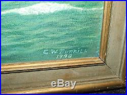 Vintage Framed Maritime Clipper Ship Oil Painting Signed C. W. Burrill 1948