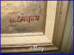 Vintage Framed Oil Painting On Canvas Cityscape Street Scene Signed W Lawton
