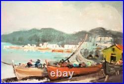 Vintage Framed Oil Painting/mediterranean Coastal Landscape /signed
