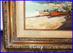 Vintage Framed Oil Painting/mediterranean Coastal Landscape /signed