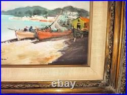 Vintage Framed Oil Painting/mediterranean Coastal Landscape /signed