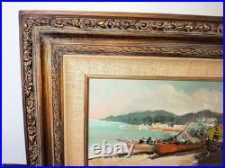 Vintage Framed Oil Painting/mediterranean Coastal Landscape /signed