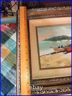 Vintage Framed Oil Painting/mediterranean Coastal Landscape /signed Vintage Framed Oil Painting/mediterranean Coastal Landscape /signed