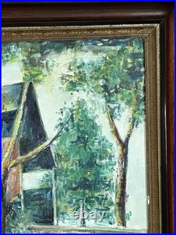 Vintage Framed Oil Painting of Covered Bridge Signed