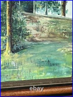Vintage Framed Oil Painting of Covered Bridge Signed