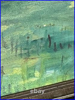 Vintage Framed Oil Painting of Covered Bridge Signed