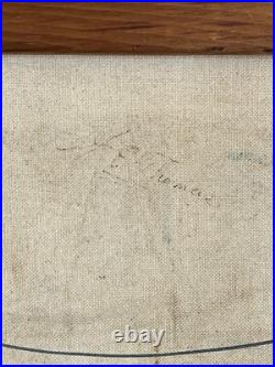 Vintage Framed Oil Painting of Covered Bridge Signed