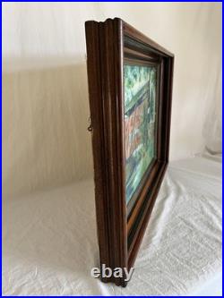 Vintage Framed Oil Painting of Covered Bridge Signed