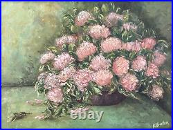 Vintage Framed Original Impasto Oil Painting on Artist Board, Signed K Boston